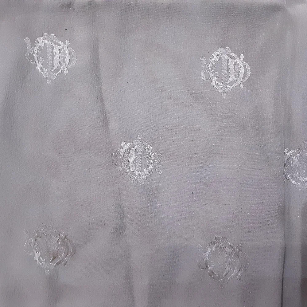 Christian Dior Silk Greyish Green Logo Scarf